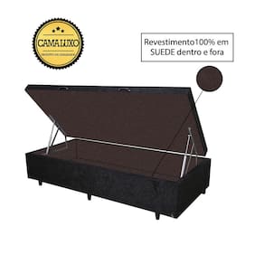 Cama Box Baú Luxo Blindado Solteiro NK Camas Suede Preto 41x88x188