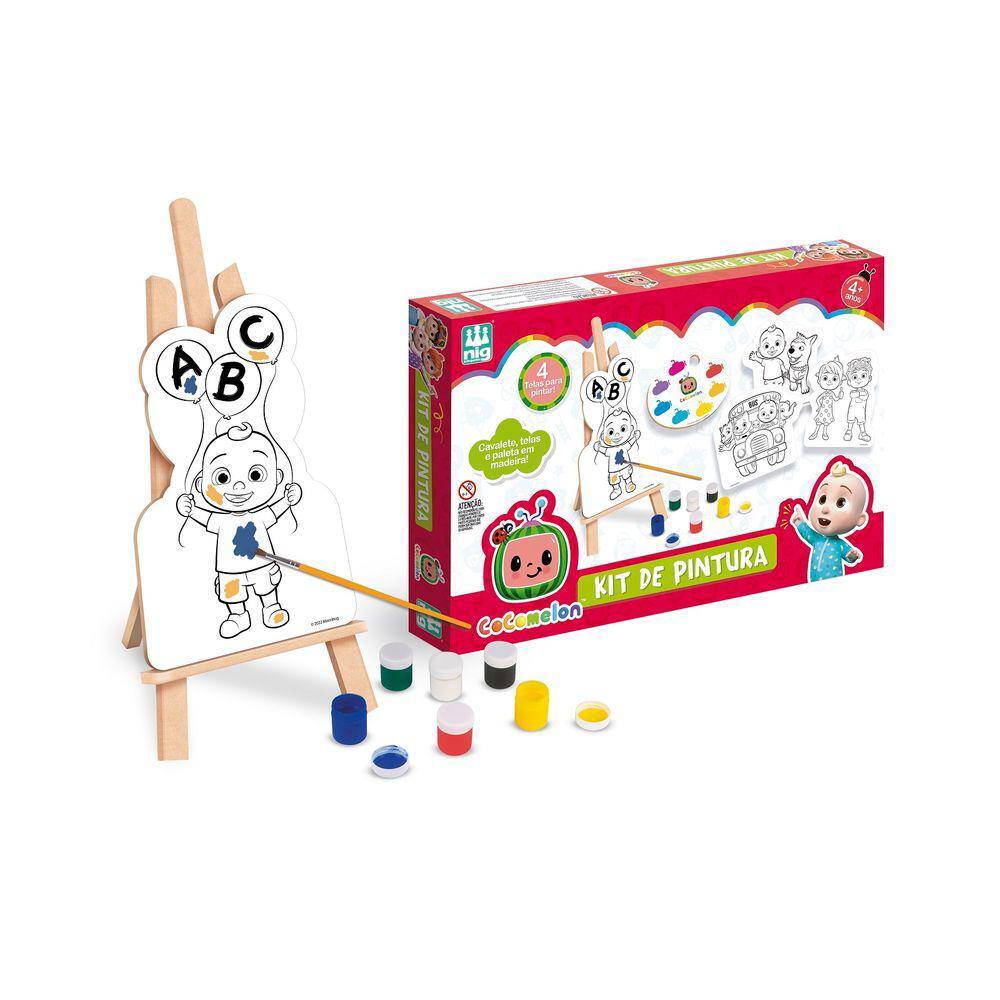 Kit Pintura Patrulha Canina com Cavalete Tintas e Tela Infantil