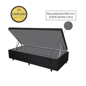 Cama Box Baú Luxo Blindado Solteiro NK Camas Suede Preto 41x78x188