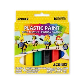 Tinta Plástica Acrilex Plastic Paint 20Ml Com 6 Cores