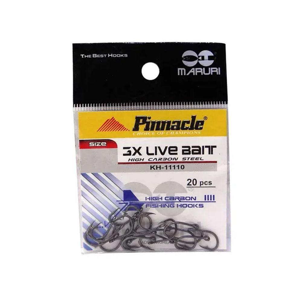 Anzol de Pesca Maruri Pinnacle 3X Live Bait Aço Carbono N° 1 - 20 peças