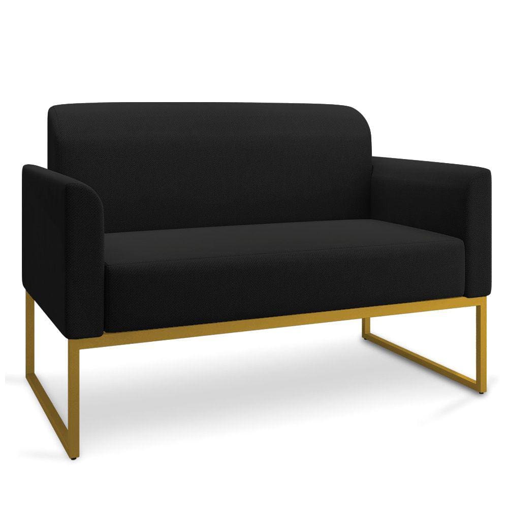 Namoradeira 02 lugares Marisa Linho Base Industrial Metálica Dourado - D`Rossi