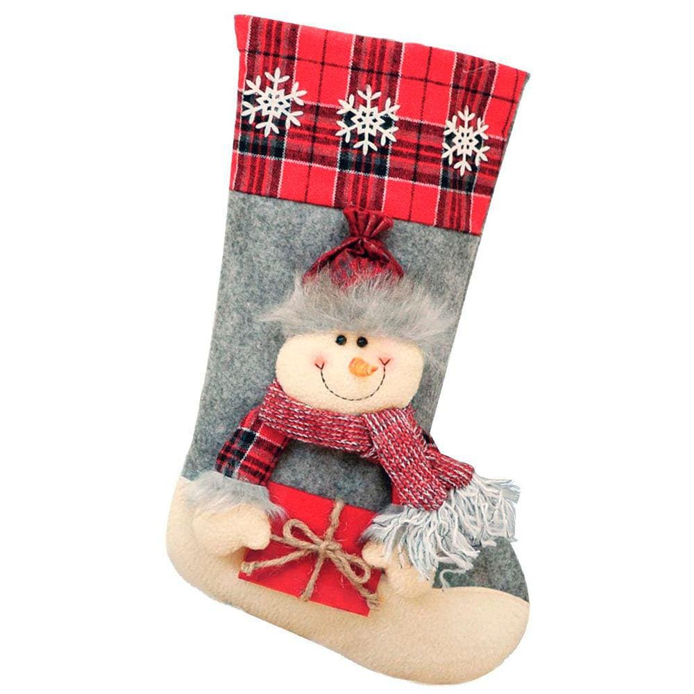 Bota Meia Natalina Decoração Boneco De Neve Em Feltro 43cm