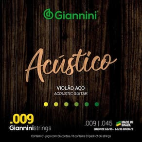 Kit 2 Encordoamento Violão Acústico Aço Giannini Geswal .009