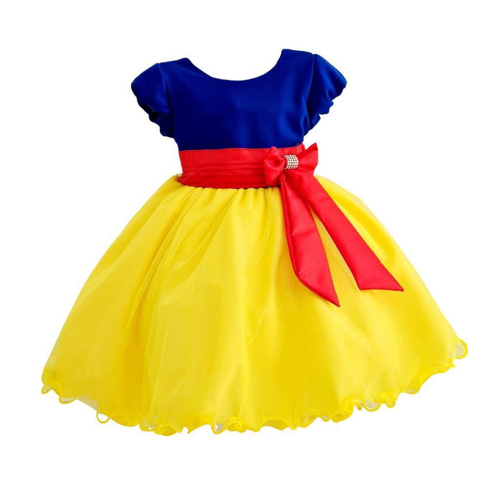 Vestido Infantil Branca De Neve Princesa Festa Luxo Brilho
