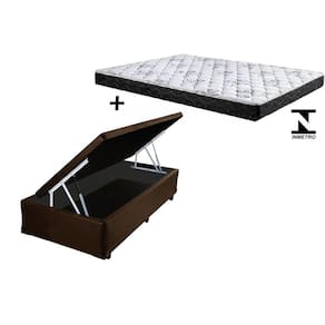 Cama Baú Solteiro Marrom + Colchão Espuma D33 88x188x14