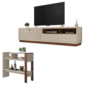 Conjunto Sala de Estar Rack Bancada Aparador Renda Caemmun