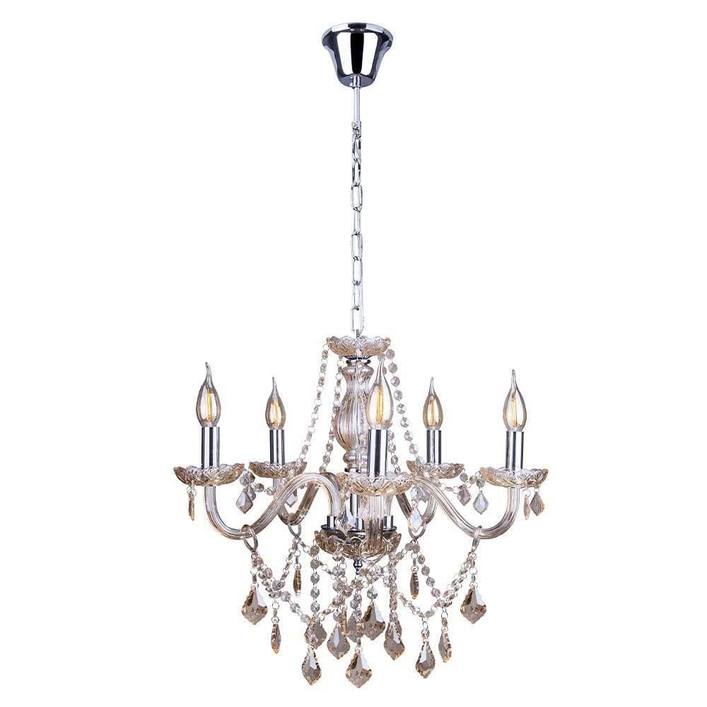 Lustre Candelabro De Cristal Legítimo France Nice 5 Braços E14