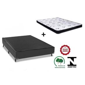Cama Box Casal Preto + Colchão Espuma D23 138x188x12