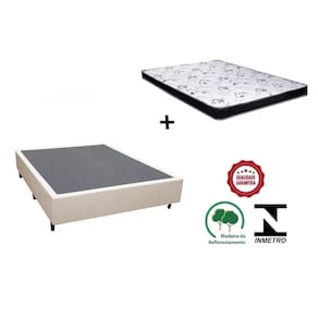 Cama Box Casal Bege + Colchão Espuma D28 138x188x10