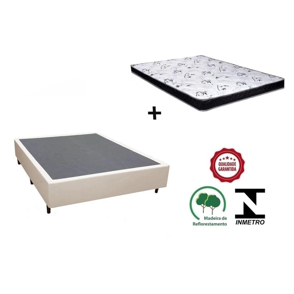 Cama Box Casal Bege + Colchão Espuma D23 138x188x12