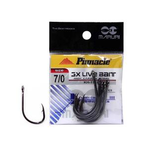 Anzol de Pesca Maruri Pinnacle 3X Live Bait Aço Carbono N° 7/0 - 5 peças