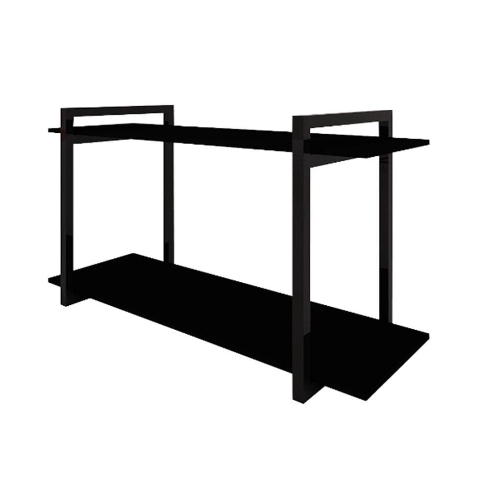 Nicho Decorativo Em Aço Preto e Tampo MDF Preto 80 Cm1