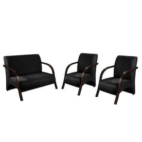 Conjunto Vênus 2 Poltronas de 1 Lugar e 1 de 2 Lugares Braço Madeira D Salla Suede