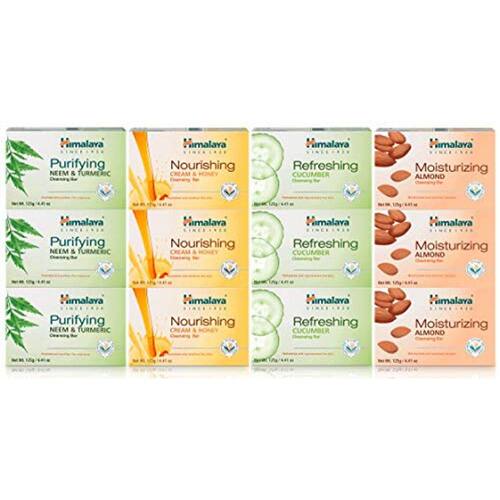 Himalaya Cleansing Bar Soaps Variety Pack, Neem & Cúrcuma, Amêndoa, Creme & e Pepino, 4.41 oz