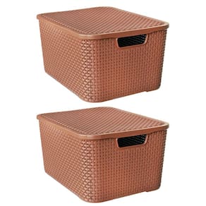 Kit 2 Caixas Organizadoras Rattan Marrom 20 Litros Com Tampa 25597 Arqplast