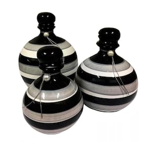 Trio Vasos Shalom em Cerâmica de Sala Decorativos Black Gray