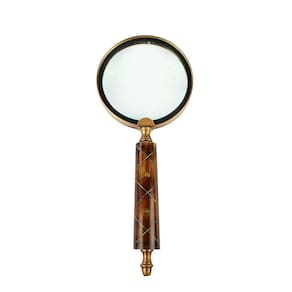 Lupa de Aumento Decorativa Bronze com Cabo em Resina Marrom 25,5cm MEI0061 BTC