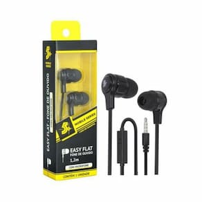 Easy Flat Fone De Ouvido Com Microfone Preto