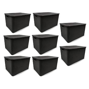 Kit 10 Caixas Organizadoras Rattan Preta 20 Litros Arqplast