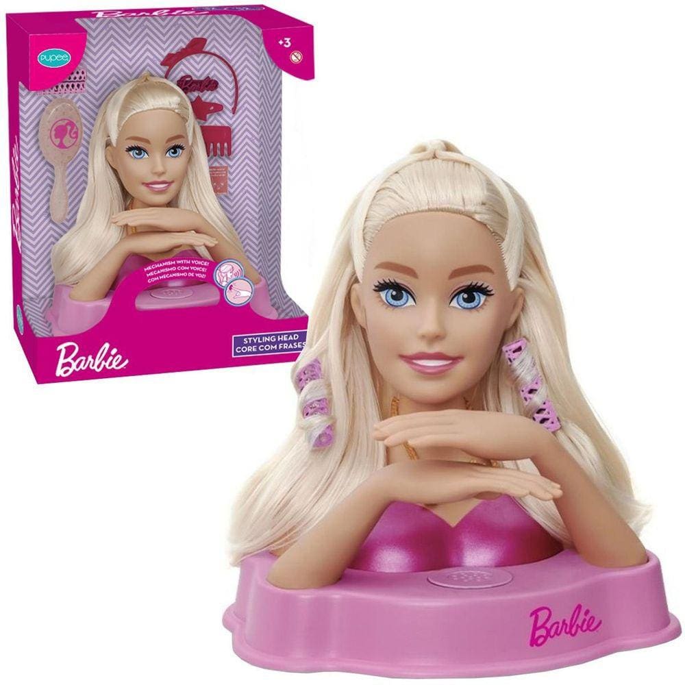 Boneca Barbie Busto Para Pentear e Maquiar Com Acessórios Salão De