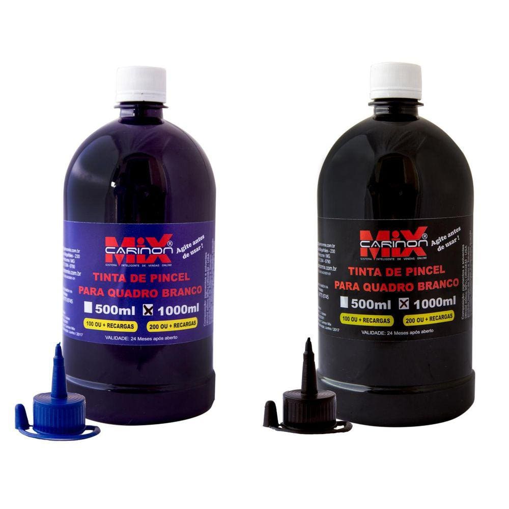 Kit 2 L de tinta para pincel de quadro branco azul e preto
