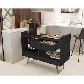 Aparador Estilo Buffet 2 Ambientes Retrô Duda Preto