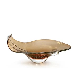 Centro De Mesa Cristal Murano Marrom São Marcos 26x56x31cm