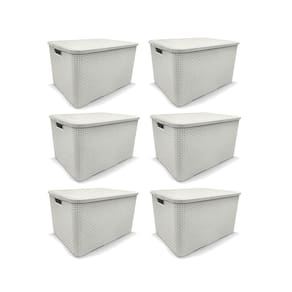 Kit 6 Caixas Organizadoras Rattan Branca 15 Litros Arqplast