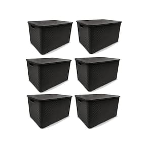 Kit 6 Caixas Organizadoras Rattan Preta 20 Litros Arqplast