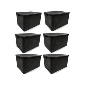 Kit 6 Caixas Organizadoras Rattan Preta 40 Litros Arqplast
