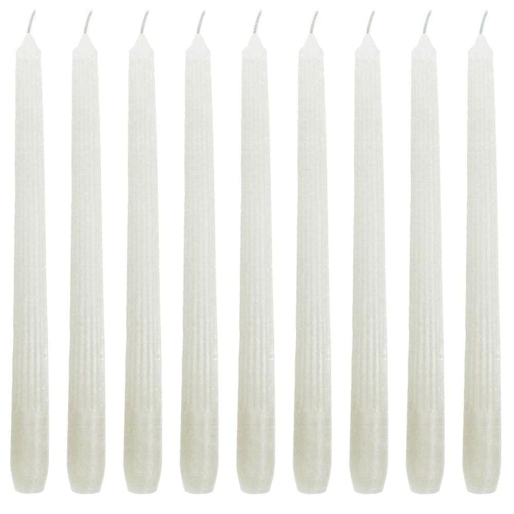 10 Vela 25 Cm Riscada Branco Vela Comprida Decoração