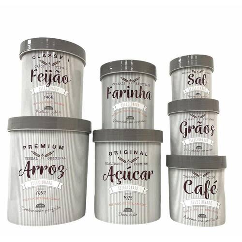 Kit Conjunto Jogo 7 Potes Edu Guedes Porta Mantimentos Luxo