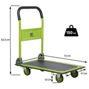 Carrinho De Carga Plataforma Dobravel 150Kg Aço Roda Maciça