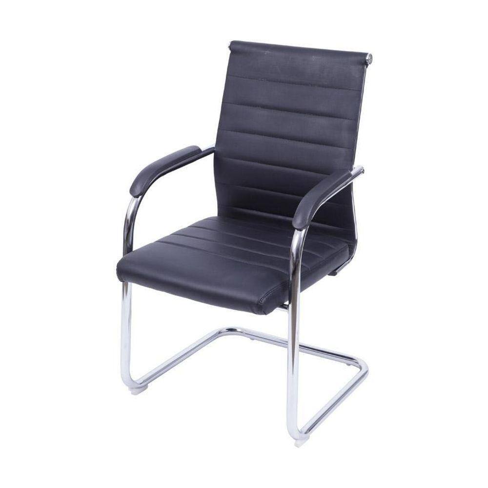 Cadeira Boxbit Florença Fixa Preta Em P.U. Base Fixa Cromada