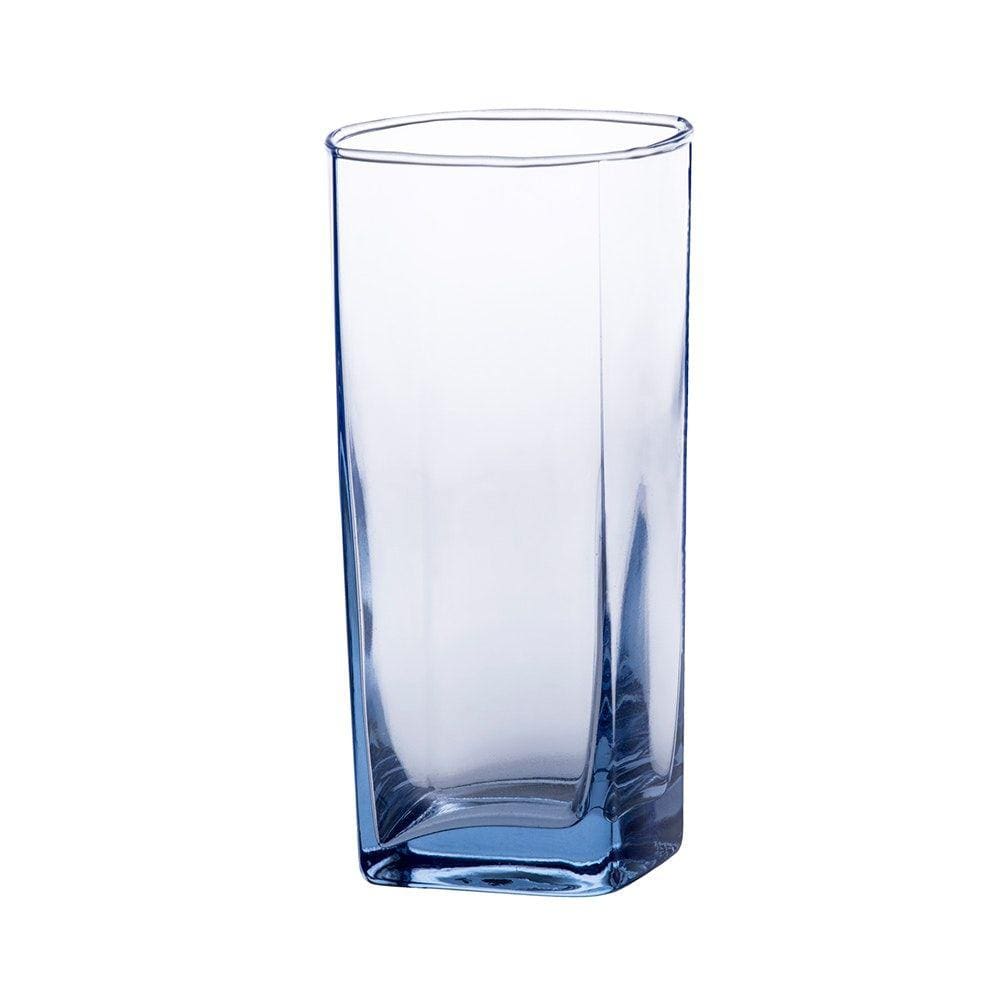Copo 6 peças Vidro Bali Solid Quadrado 320ml Colorido Azul