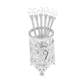 Conjunto De 6 Colheres Com Suporte De Zamac Cristal 14cm