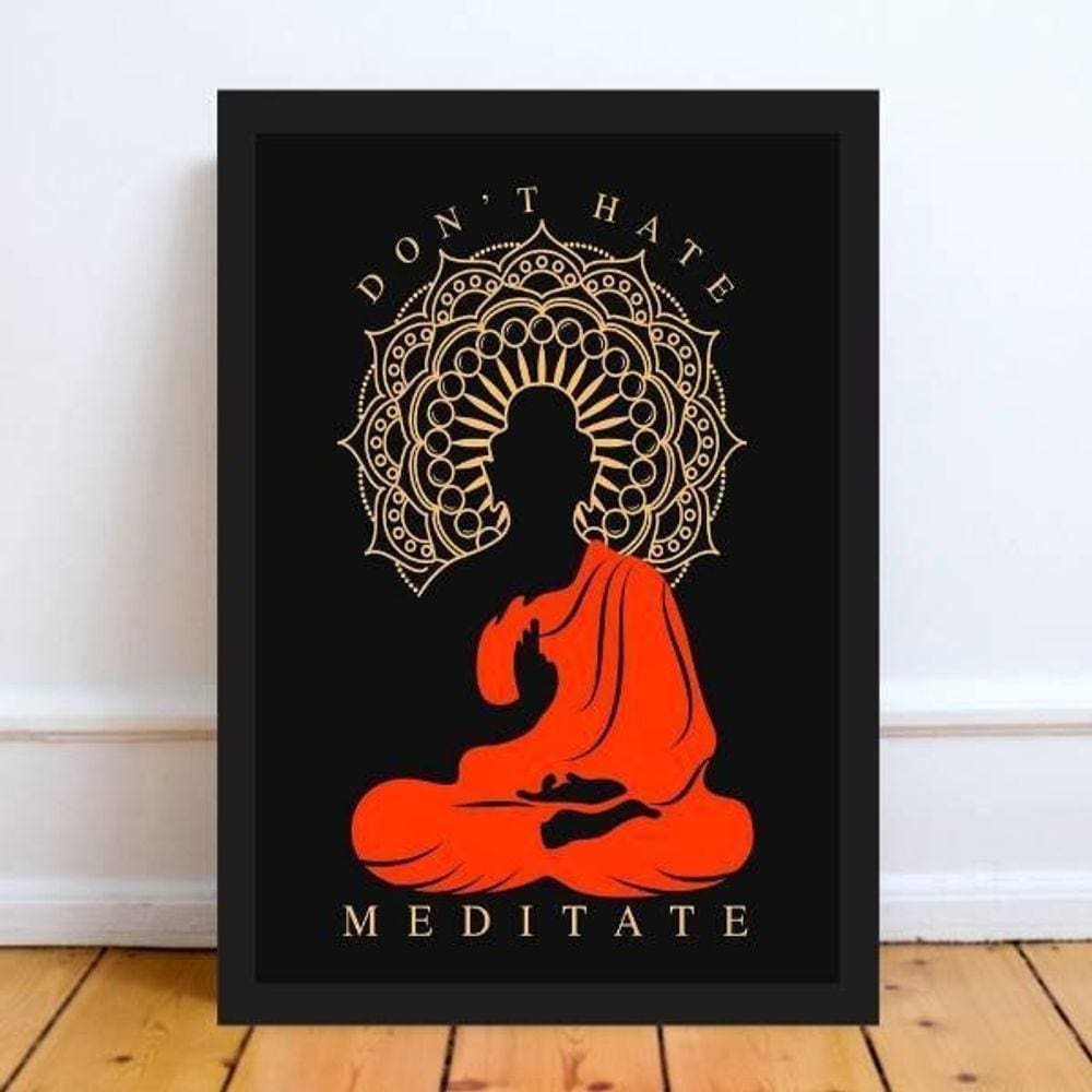 Quadro Decorativo Meditação Meditate 45X34 C/Vidro - Preta
