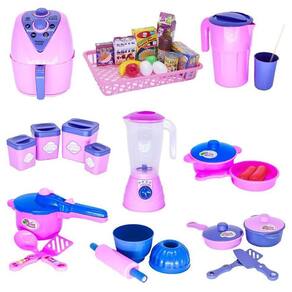 Cozinha Infantil Menino Eletro Panela Comida Brinquedo 10pç