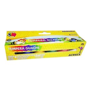 Tinta Tempera Guache Com 6 Cores Com 15Ml - Acrilex 02006