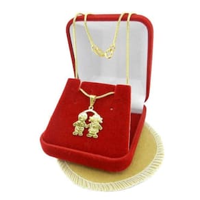 Corrente Feminina 40Cm Menina + Menino Folheado Ouro Cr440