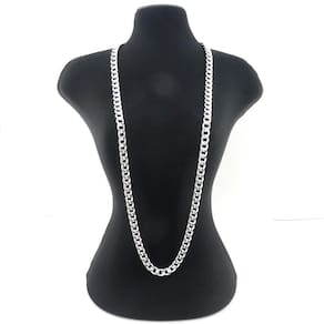 Corrente Masculina 70Cm 7Mm Largura Folheada Prata Cr356
