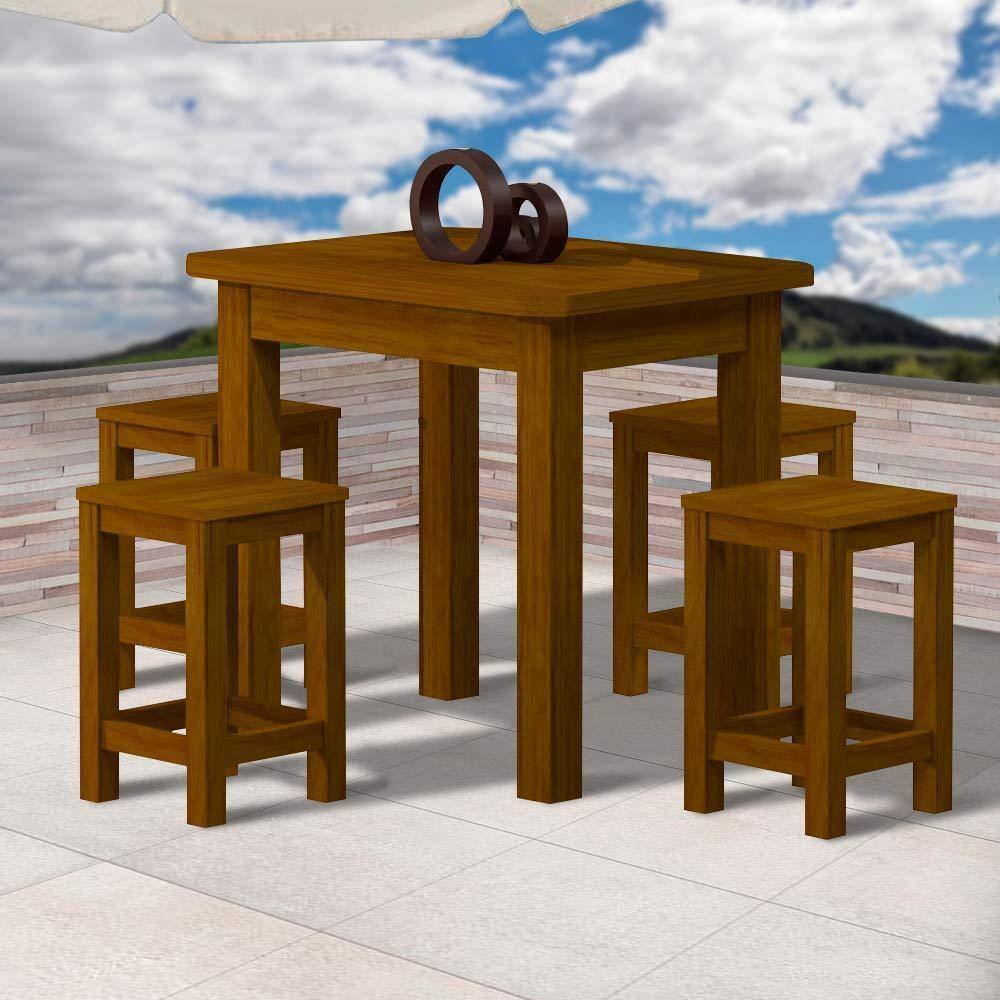 Conjunto Sala De Jantar Madeira Maciça Safira Com 4 Lugares Imbuia - Marrom