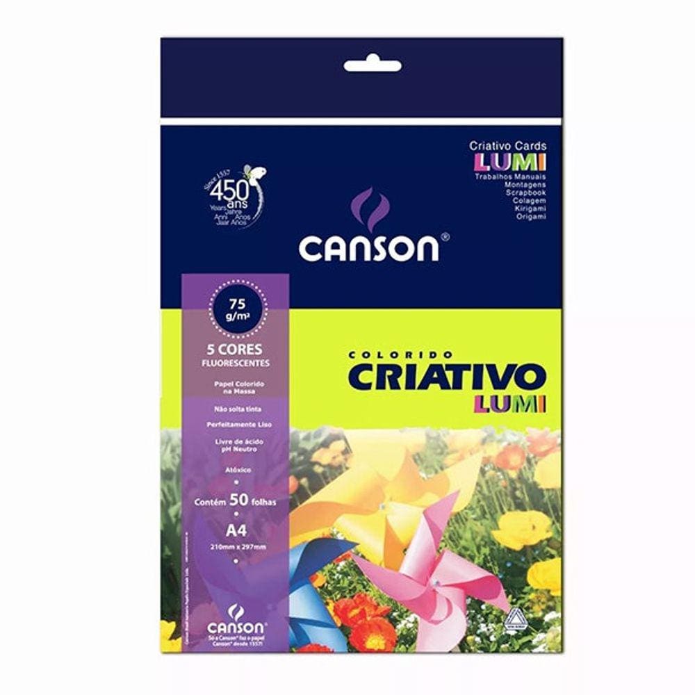 Papel 75g Canson Criativo Lumi 50 folhas