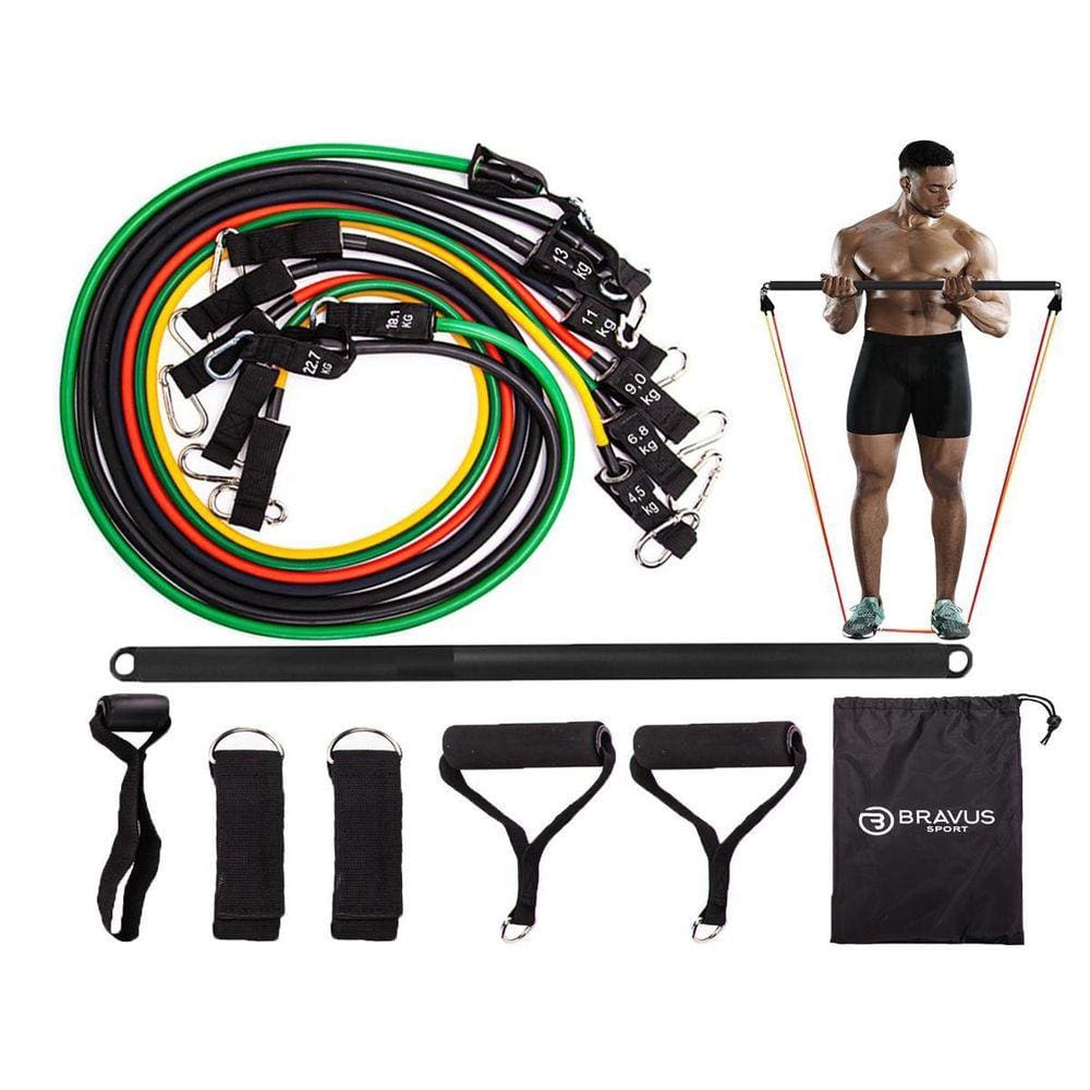 Kit Tubing Premium Extreme Elástico Extensor Com Barra
