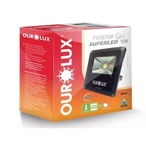Refletor LED Slim 10W Ourolux Bivolt 6500K Preto