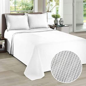 Kit Colcha Piquet Favo Döhler King 3 Peças 100% Alg Branco
