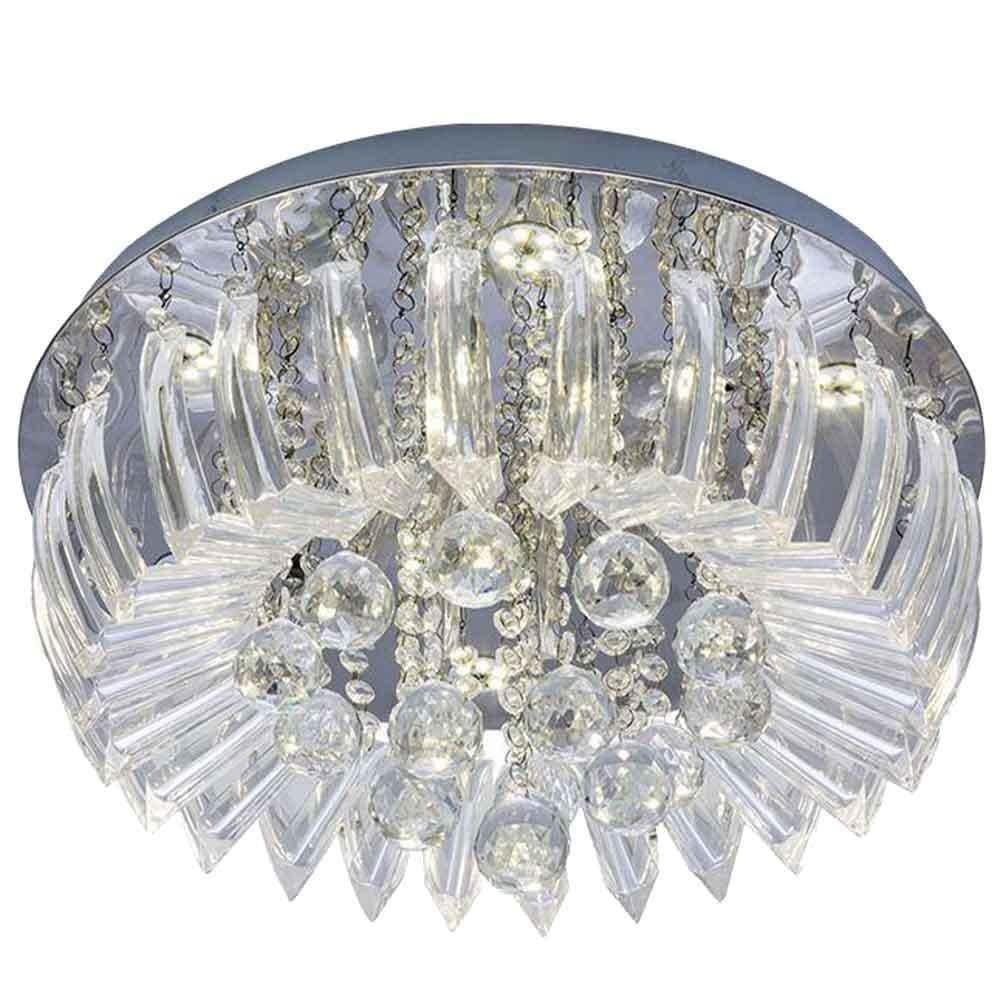 Plafon Sobrepor Led Cristal E Acrílico Greta 45Cm 24W 6500K Luz Branca Esquilos Shop