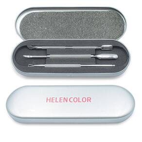 Kit De Estojo Com 3 Espátulas Inox Para Unhas E4 Helen Color