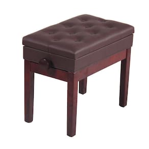 Banqueta Para Piano Com Porta Livros Marrom